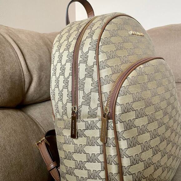 Michael Kors  Backpack canvas leather Tan mk all over versatile carry all main image 11